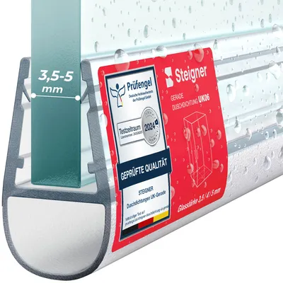 Immagine prodotto di STEIGNER Guarnizione doccia UK06 90 cm (1 pz.) trasparente - Guarnizione box doccia verticale per docce angolari o pentagonali con porta 3,5-5 mm - Perfetta aderenza, Finitura estetica, Impermeabile