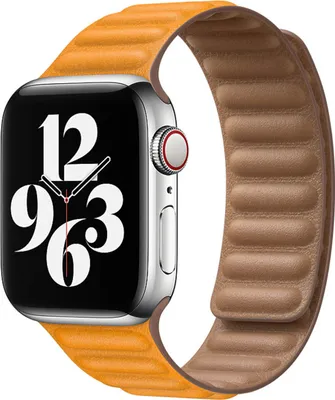 Produktbild von Apple Leather Link für die Watch Series 1-9 / SE - 38/40/41 mm / Series 10 - 42 mm - Größe M/L - California Poppy
