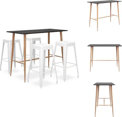 Produktbild von vidaXL 5-tlg. Bar-Set Schwarz und Weiß - Essgruppen
