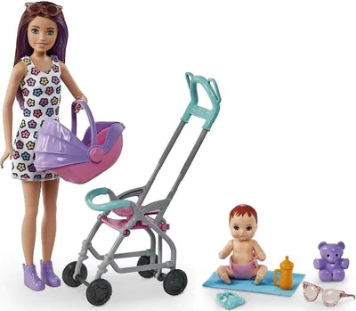 Produktbild von Mattel GXT34 - Barbie - Skipper Babysitters Inc. - Puppe mit Kinderwagen und Zubehör