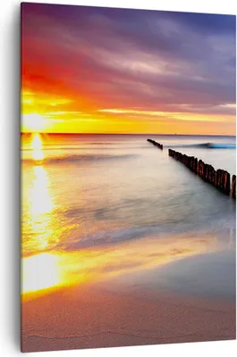 Produktbild von Bild auf Leinwand - Leinwandbild - Einteilig - Meer Küste Strand Sonnenaufgang - 70x100cm - Wand Bild - Wandbilder - Leinwanddruck - Wanddekoration - Leinwand bilder - Wandbild - PA70x100-2781