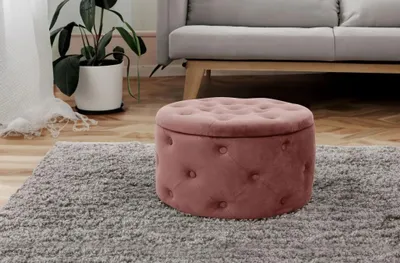 Produktbild von Runder SELMIRA-Hocker mit Stauraum – rosa