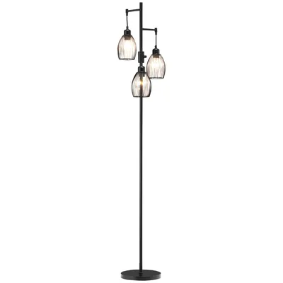 Image de HOMCOM Lampadaire style industriel 40 W max. 3 abat-jours en métal filaire luminosité réglable - ampoule E27 - noir