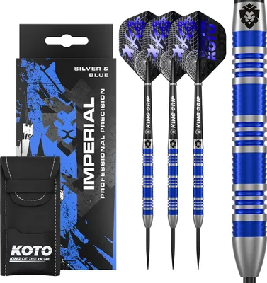 Produktbild von KOTO - Imperial, 22 G, Silber & Blau, 80% Tungsten, Dartpfeile, Inkl. 3 Barrels, 3 Flights & 3 Shafts