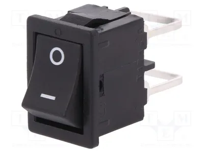 Image de 1 x Interrupteur Wippschalter 10A/250VAC, noir, IP40, OFF-ON, position 2