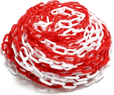 Immagine prodotto di Catena di barriera Aopunly catena di plastica rossa bianca spessa 6 mm per parcheggi e barriere di parcheggio 50 m