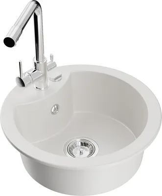 Produktbild von Mexen Diego 1-Becken-Granit-Spüle mit Mischbatterie Duero, Weiß - 6512-20-671600-00