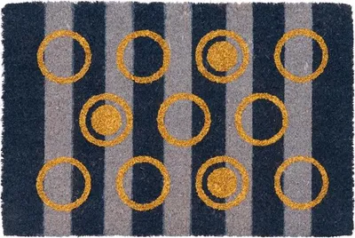 Produktbild von Fußmatte, Kokos, Universal, Grau mit Golddekor Couleur 40x60 Goldene Kreise