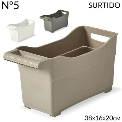 Image de Panier de rangement - Panier en plastique empilable - Polyvalent - 38 x 16 x 20 cm - 1 pièce