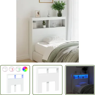 Produktbild von The Living Store LED-Kopfteil mit Ablagen Weiß 100x17x102 cm