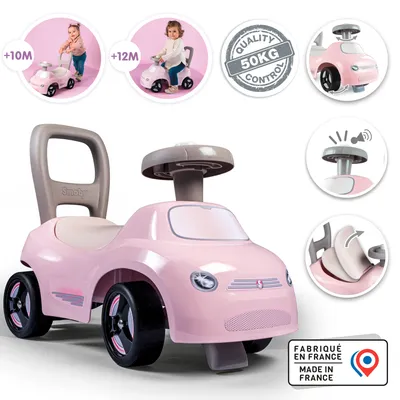 Immagine prodotto di Smoby - 2-in-1 Ride-On Toy - Pink Car - Storage compartment under the seat + horn - From 10 months - France