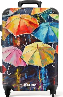 Produktbild von NoBoringSuitcases.com® Großer Koffer - Regenschirme - Malerei - Kunst - Regenbogen - Kombinationsschloss TSA - Hartschalen Trolley 4 Rollen - 72 liter - Reisekoffer - 66 cmKoffer Mittelgroß 67x43x25 cm, 72L,