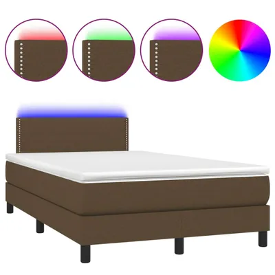 Produktbild von vidaXL Boxspringbett mit Matratze & LED Dunkelbraun 120x190 cm Stoff