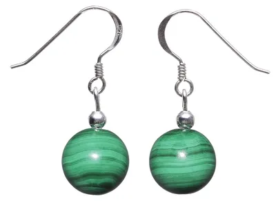 Produktbild von Ohrringe Ohrhänger aus echtem Malachit grün & 925 Silber Ohrschmuck Damen