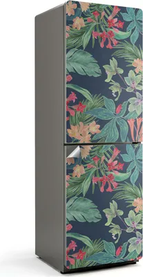 Obrázok produktu pre Tropický kvetinový vzor - Samolepka na chladničku - Samolepka na chladničku - Samolepiaca fólia na chladničku - Dekorácia do kuchyne - 60x180 cm