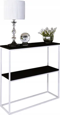 Zdjęcie produktu dla Konsola metalowa toaletka stolik półka stojąca loft biały czarny 60x20h80