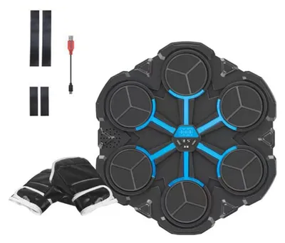 Produktbild von Musik-Boxmaschine, wandmontierte, Bluetooth-fähige Boxscheibe mit LED-Schlagzähler, verstellbaren Modi und elektronischem Boxtrainer-Schlagpolster