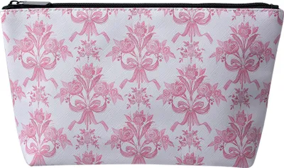 Produktbild von Clayre & Eef Damenkulturtasche 26x6x16 cm Weiß Rosa Kunststoff Blumen