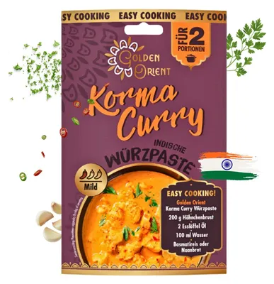 Produktbild von GOLDEN ORIENT Korma Curry Paste 15 x 50g Würzpaste für köstliches Curry