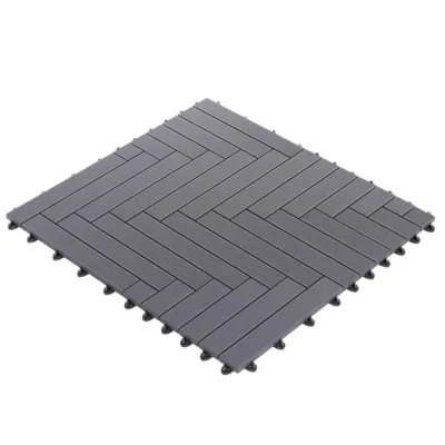 Produktbild von GUMI Terrassendielen Terrassenfliesen WPC Komposit 1 m² – Modulares System für Balkon und Terrasse | Montage ohne Werkzeug | Fischgrätenmuster | Grau