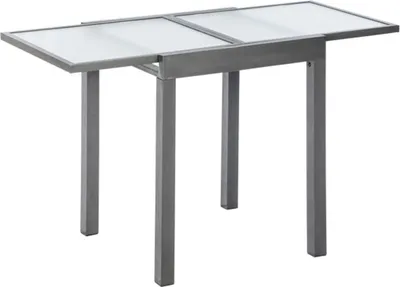 Obrázek produktu pro Balkonový stůl Merxx rozkládací 65/130 x 65 cm - hliníkový rám stříbrný s matnou skleněnou deskou