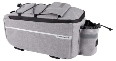 Produktbild von Dunlop Fahrradtasche für Gepäckträger 7 Liter - Kühltasche - Klettverschluss - mit Zusätzlichen Staufächern und Flaschenhalter - Isolierte Innenschicht - mit Schulterriemen - Grau