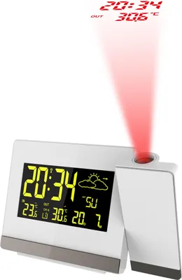 Produktbild von WT 549 - Projektionswecker mit DCF-77 Funkuhr, 12/24h Zeitanzeige, Datums- und Wochentagsanzeige und Temperaturanzeige