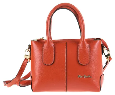 Zdjęcie produktu dla Torebka Ręczna Pierre Cardin Skóra Naturalna Koniakowa z Zamkiem i Paskiem Cognac UNICA 32x20x15 cm 1987-CUOIO