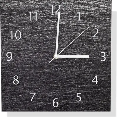 Produktbild von Wallario Design Wanduhr Muster schwarz-weiße Steintafel Optik aus Aluverbund, Größe 30 x 30 cm