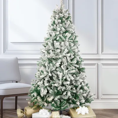 Produktbild von Künstlicher Weihnachtsbaum Schneebaum 180 cm, PVC mit 1006 dichten Spitzen,46 Zweige,realistischer Tannenbaum mit stabilem Metallständer, Christbaum