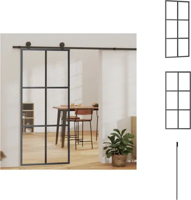 Zdjęcie produktu dla vidaXL Drzwi przesuwne ESG szkło i aluminium 90x205 cm czarne - Drzwi