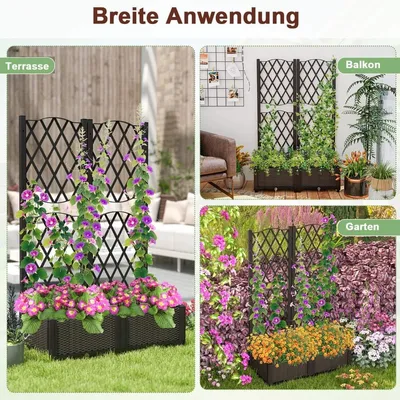 Zdjęcie produktu dla Skrzynka na rośliny z kratką, samonawadniająca, 80x40x122 cm, brązowa