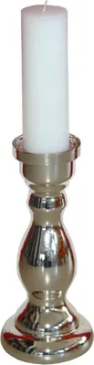 Produktbild von BADEN Glas-Kerzenhalter weißgold-glänzend ca. 22 cm H | BA-113291200000