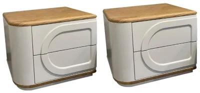 Image de Ensemble de tables de chevet design Tables de chevet blanches Meubles de chambre à coucher élégants