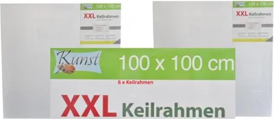 Produktbild von Keilrahmen 100x100 cm XXL 100% Baumwolle naturweiß 3x grundiert 3,8 cm Rahmenstärke