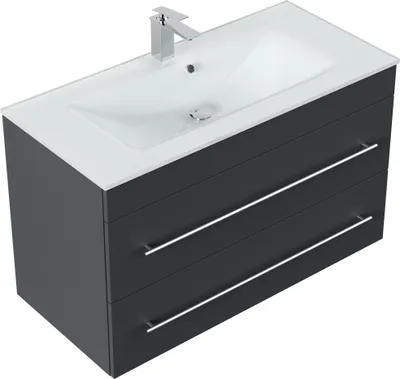 Produktbild von Badmöbel Vitro 1000 mit Glaswaschbecken SoftClose grafit : Grafit Varianten: Grafit