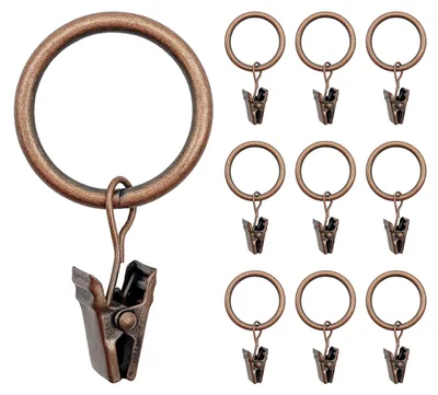 Gardinenringe mit Clips, 40 Stück, 25 mm, Metall, rostbeständig