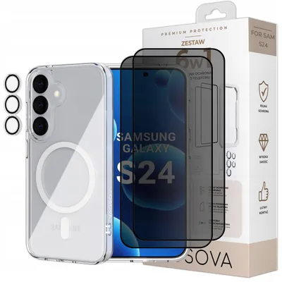 Imagen del producto de Funda para Samsung S24 con MagSafe de Osova: Cristal protector para la privacidad + cristal protector para la cámara – Set 6 en 1