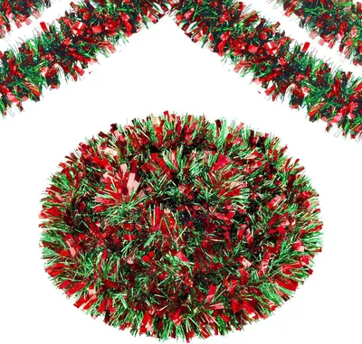 Produktbild von Künstliche Weihnachts-Tannengirlande Deko 10 m Dichte Tannenzweig Rot