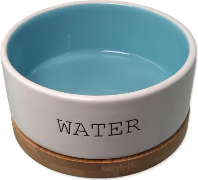Immagine prodotto di Ciotola in Vetroceramica DOG FANTASY bianco-blu WATER con sottobicchiere 13 x 5,5 cm 400 ml