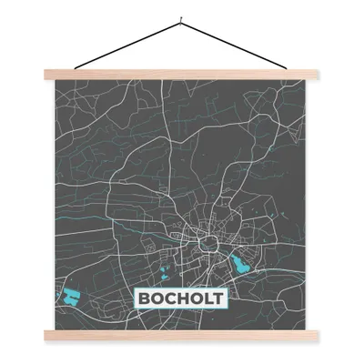 Produktbild von MuchoWow® Textilposter Stadtplan - Deutschland - Blau - Bocholt - Karte 40x40 cm mit holzfarbenen Rahmen - Posterleiste