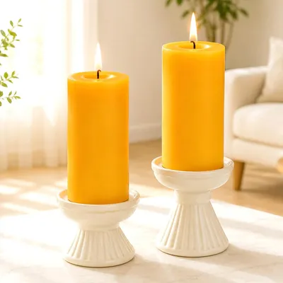Immagine prodotto di 2 candele a pilastro in cera d'api, candele naturali pure per la casa