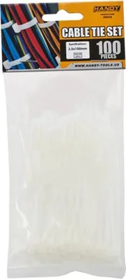 Produktbild von 100 Kabelbinder Transparent 100 x 2,5 mm – Nylon 66 Selbstsichernde Kabelbinder – Schmale Kabelbinder zum Bündeln und Befestigen von Kabeln – Transparente Kabelbinder für Installation und Elektronik – 100 Stück pro Packung [05410]