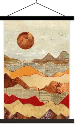 Produktbild von MuchoWow® Textilposter Vintage - Zeitung - Bronze - Abstrakt - Landschaft - Farben 40x60 cm mit schwarzem Rahmen - Wanddekorationen