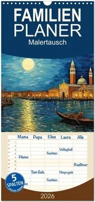 Produktbild von Familienplaner 2026 - Malertausch mit 5 Spalten (Wandkalender, 21 x 45 cm) CALVENDO