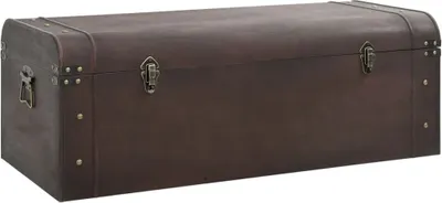 Image de vidaXL Coffre au trésor avec verrous brun foncé 110x50x39,5 cm contreplaqué