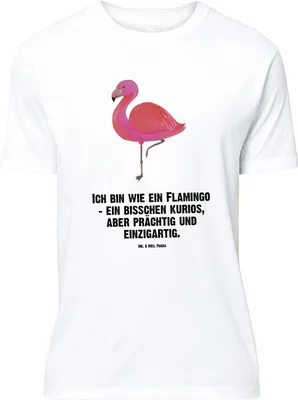 Produktbild von Mr. & Mrs. Panda Größe M T-Shirt Flamingo Classic - Weiß - Geschenk, Prächtig, mit Spruch, Tshirt, Einzigartig, Shirt, Rosa, Herren, Ich