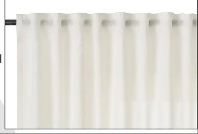 Productafbeelding van 2 vitrages met plooiband, linnenlook, semi-transparant | Crème | 135x245 cm