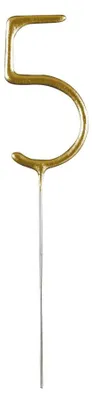 Produktbild von Geburtstags-Wunderkerze Zahl 5 in Gold, 16cm, Brenndauer ca. 30-45 Sekunden