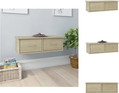 Obrázek produktu pro vidaXL Nástěnná police se zásuvkami Sonoma dub 60x26x18,5 cm Materiál na bázi dřeva - Nástěnné police